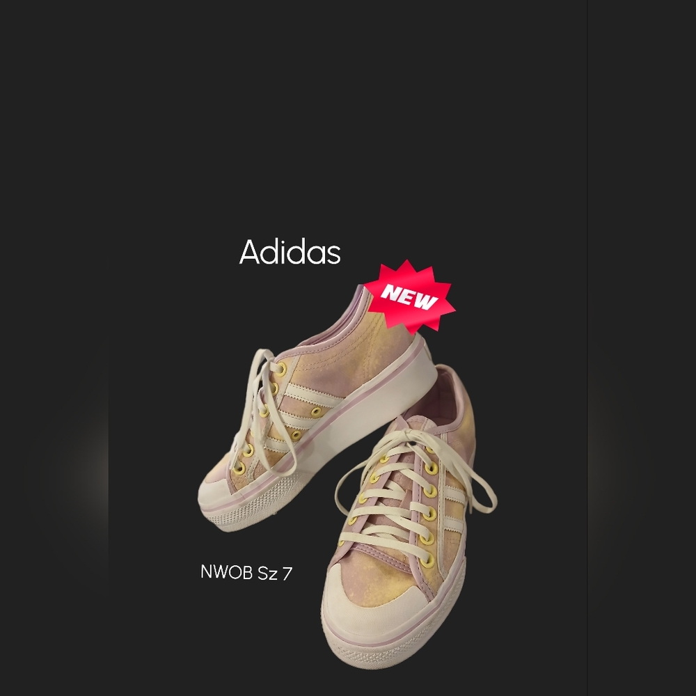 Adidas Women’s Pink Tie-Dye Platform Sneakers - Size 7